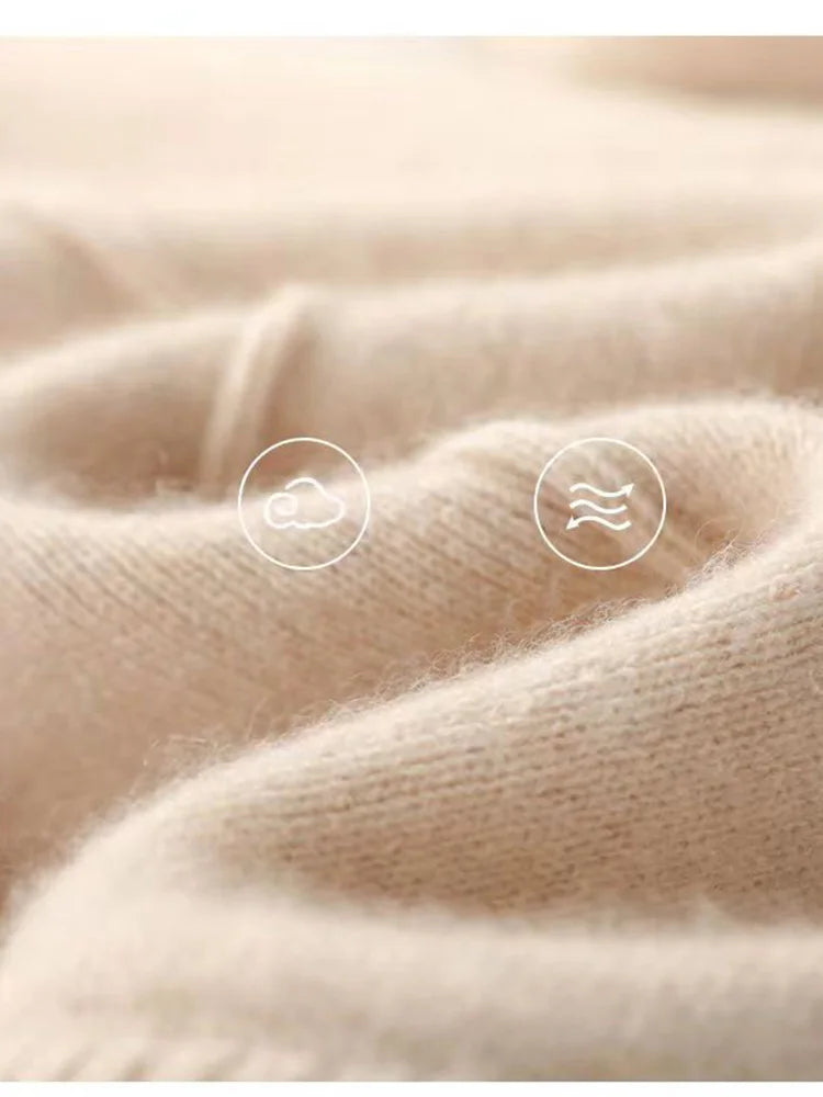 100% Cashmere Wide-Leg Knit Pants - High-Waist Soft Warm Trousers for Effortless Autumn/Winter Style