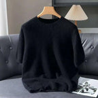Lennon Men’s Knit T-Shirt – Soft Lightweight Short-Sleeve Pullover, 100% Mink Cashmere