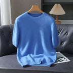 Lennon Men’s Knit T-Shirt – Soft Lightweight Short-Sleeve Pullover, 100% Mink Cashmere