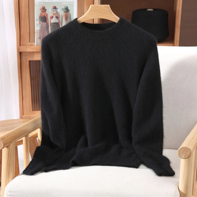100% Mink Cashmere Sweater for Women – Soft, Warm & Lightweight O-Neck Pullover for Autumn/Winter