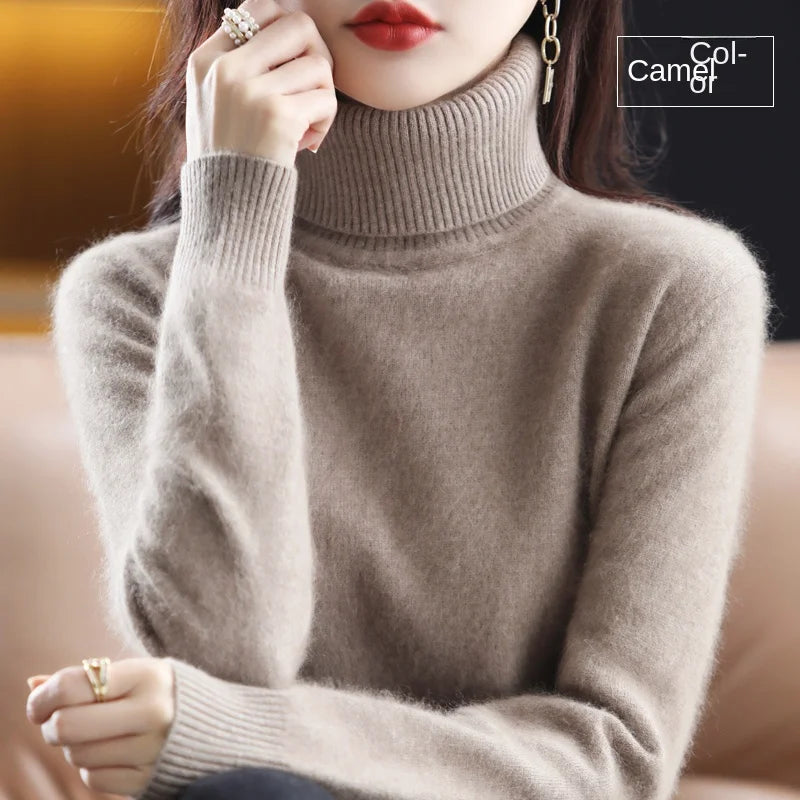 100% Cashmere - Luxury Turtleneck Plush Sweater – Soft Warm Winter Pullover for Effortless Everyday Style