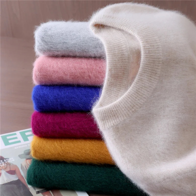 100% Mink Cashmere Sweater for Women – Soft, Warm & Lightweight O-Neck Pullover for Autumn/Winter