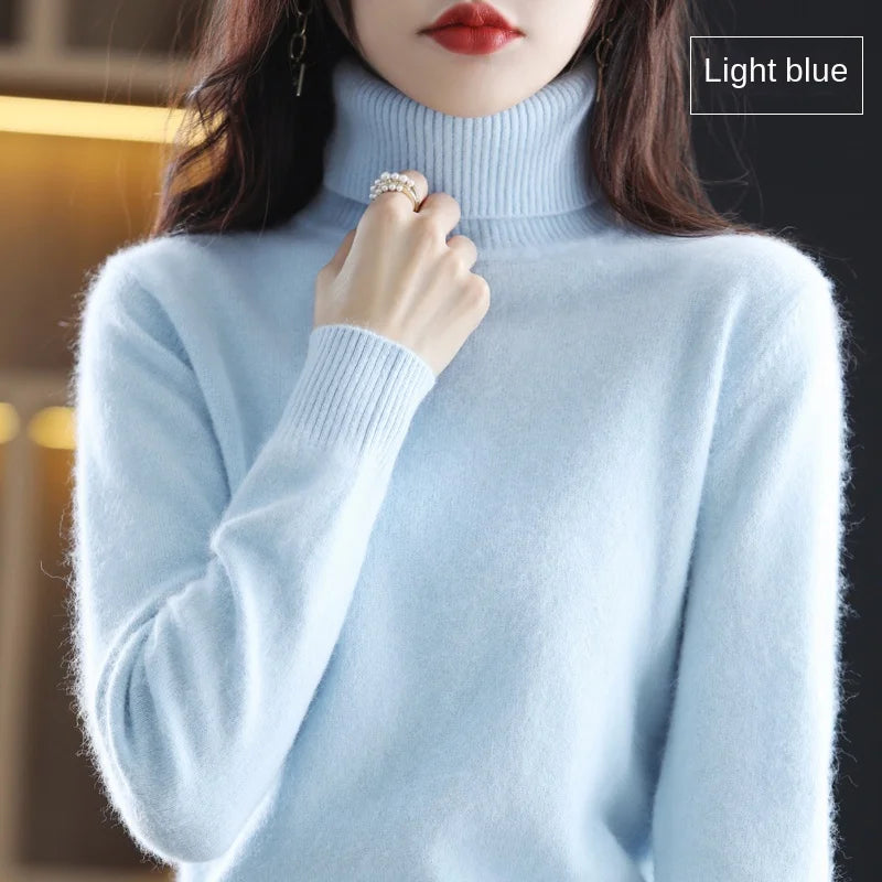 100% Cashmere - Luxury Turtleneck Plush Sweater – Soft Warm Winter Pullover for Effortless Everyday Style