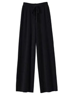 100% Cashmere Wide-Leg Knit Pants - High-Waist Soft Warm Trousers for Effortless Autumn/Winter Style