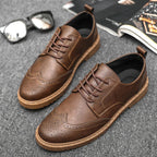 Marinex Leather Oxford Shoes For Men With Brogue Detailing