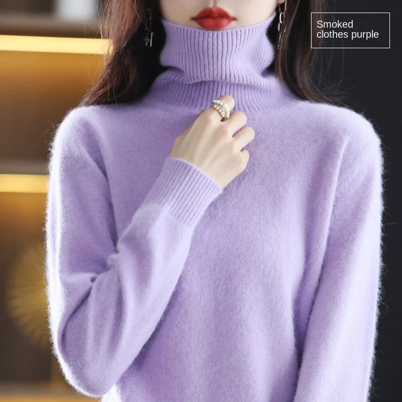100% Cashmere - Luxury Turtleneck Plush Sweater – Soft Warm Winter Pullover for Effortless Everyday Style