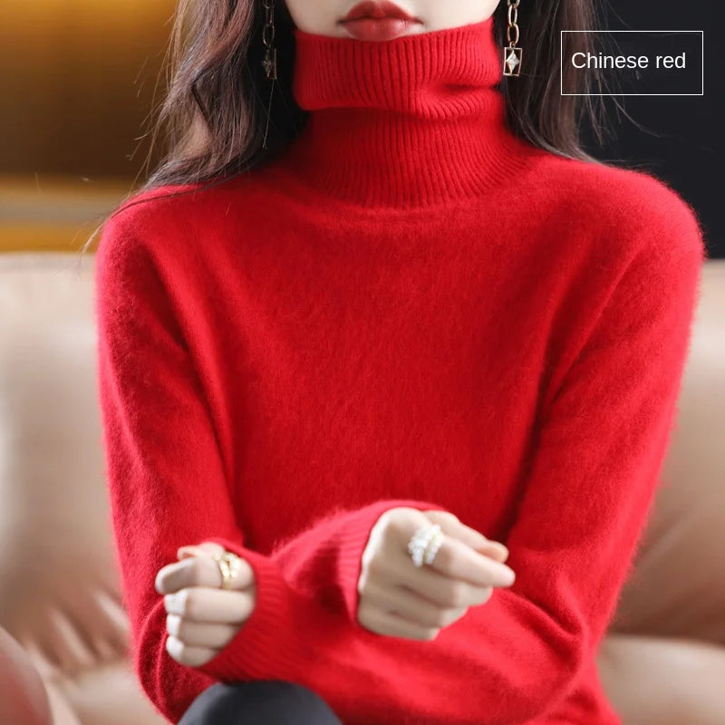 100% Cashmere - Luxury Turtleneck Plush Sweater – Soft Warm Winter Pullover for Effortless Everyday Style