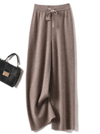 Adele Women’s Wide-Leg Knit Pants – Soft Loose Fit 100% Merino Wool Trousers for Autumn/Winter