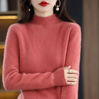 100% Cashmere Minimalist Half Turtleneck Knit Sweater – Soft Warm Basic Pullover for Autumn/Winter