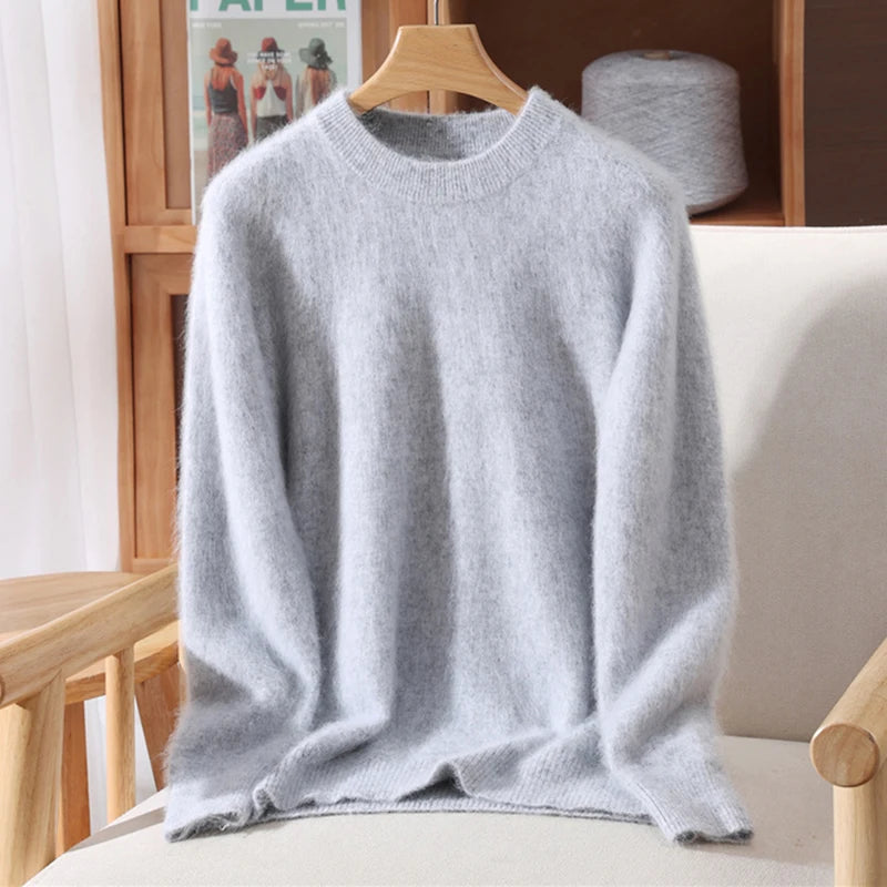100% Mink Cashmere Sweater for Women – Soft, Warm & Lightweight O-Neck Pullover for Autumn/Winter