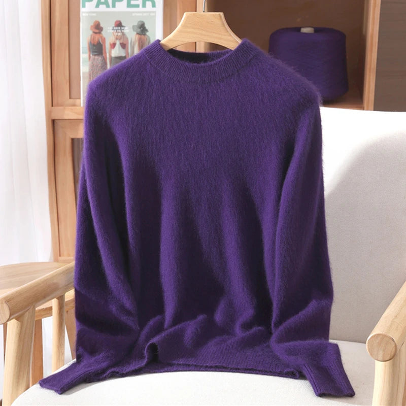 100% Mink Cashmere Sweater for Women – Soft, Warm & Lightweight O-Neck Pullover for Autumn/Winter