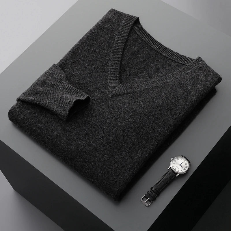 Marlow - 100% Wool - V-Neck Sweater – Classic Business Casual Knit for Autumn/Winter