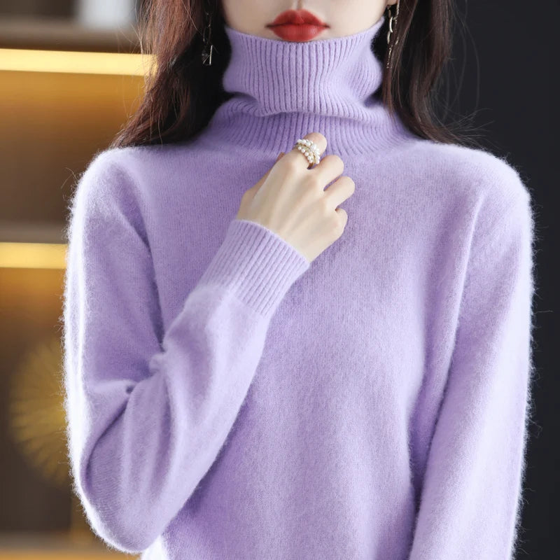 100% Cashmere - Luxury Turtleneck Plush Sweater – Soft Warm Winter Pullover for Effortless Everyday Style