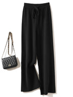 Adele Women’s Wide-Leg Knit Pants – Soft Loose Fit 100% Merino Wool Trousers for Autumn/Winter