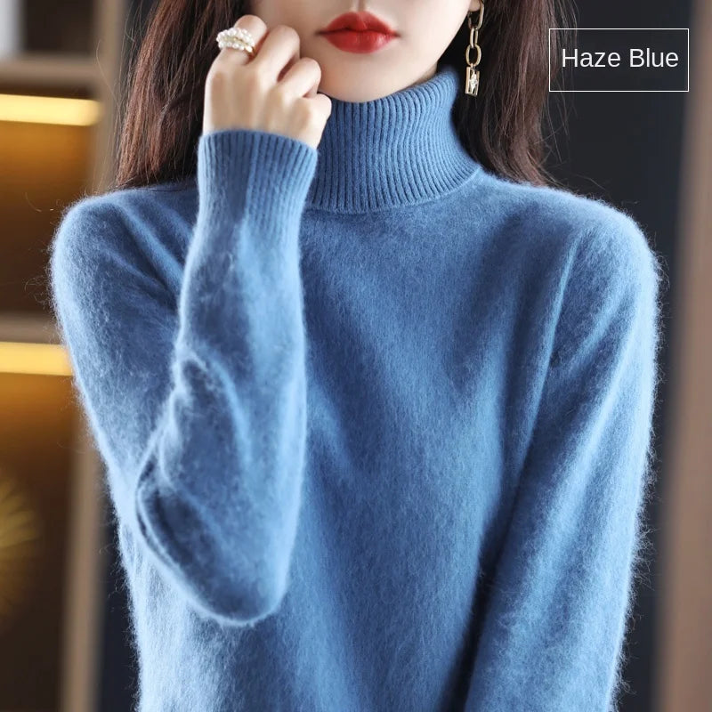 100% Cashmere - Luxury Turtleneck Plush Sweater – Soft Warm Winter Pullover for Effortless Everyday Style