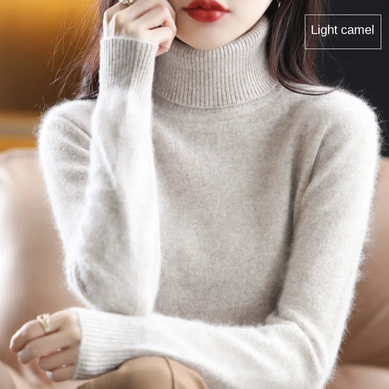 100% Cashmere - Luxury Turtleneck Plush Sweater – Soft Warm Winter Pullover for Effortless Everyday Style