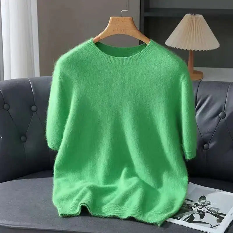Lennon Men’s Knit T-Shirt – Soft Lightweight Short-Sleeve Pullover, 100% Mink Cashmere