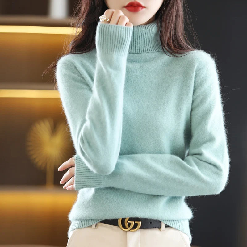100% Cashmere - Luxury Turtleneck Plush Sweater – Soft Warm Winter Pullover for Effortless Everyday Style