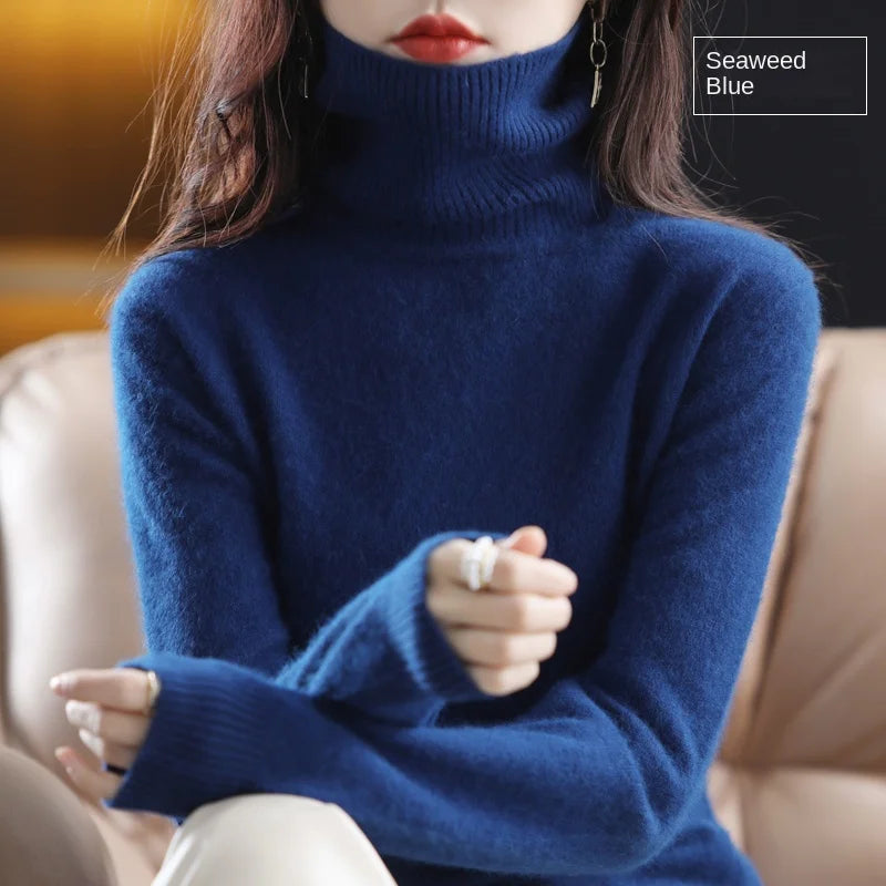 100% Cashmere - Luxury Turtleneck Plush Sweater – Soft Warm Winter Pullover for Effortless Everyday Style