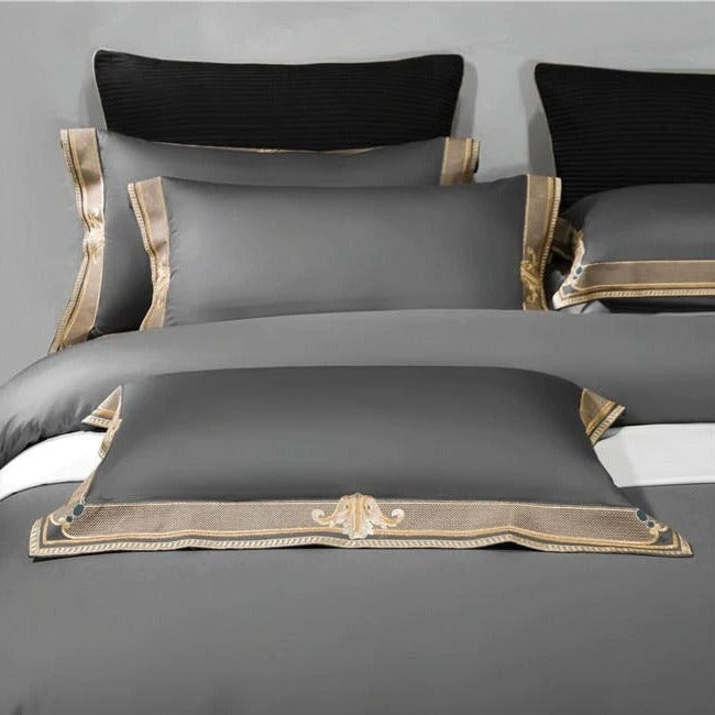 Aurora Premium Embroidered Duvet Cover Set In Egyptian Cotton 1000 Thread Count