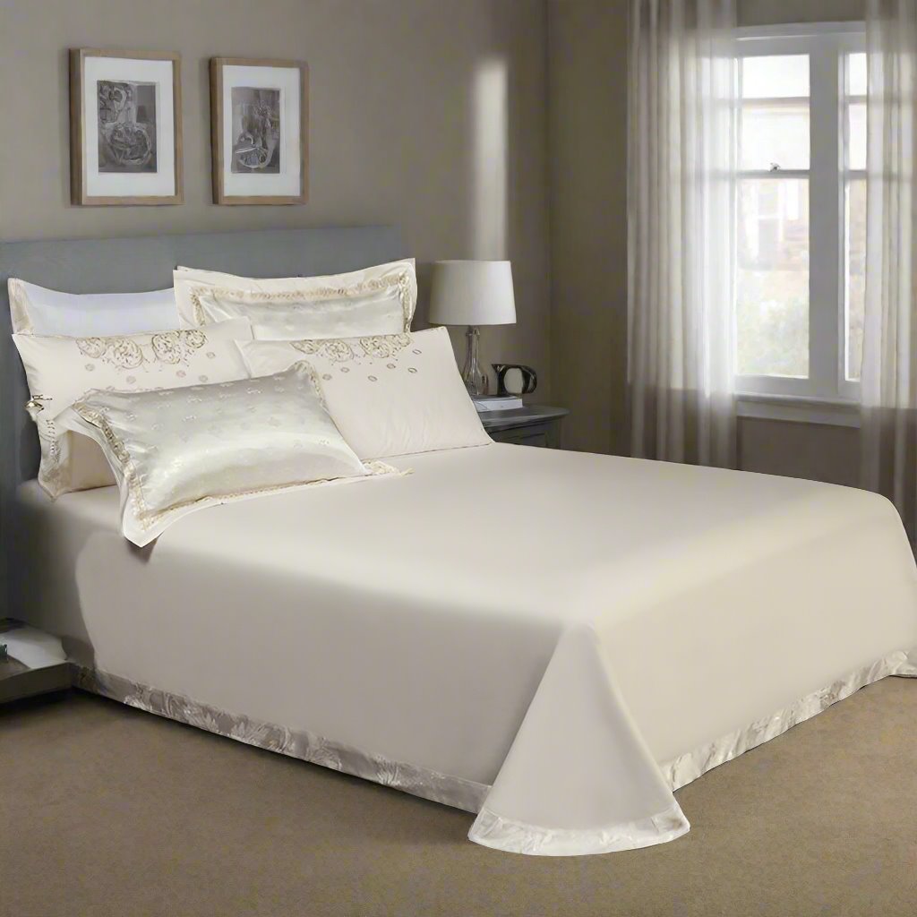 Aurelle Luxury Jacquard Duvet Cover Set in Egyptian Cotton Sateen