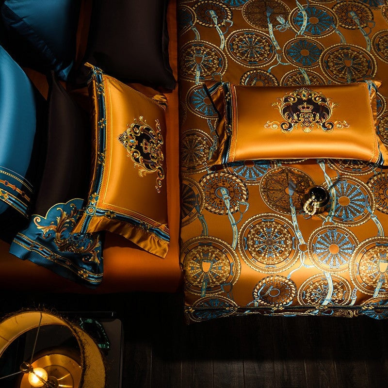 Aurelia Duvet Cover Set Egyptian Cotton 600 TC Mandala on Brown